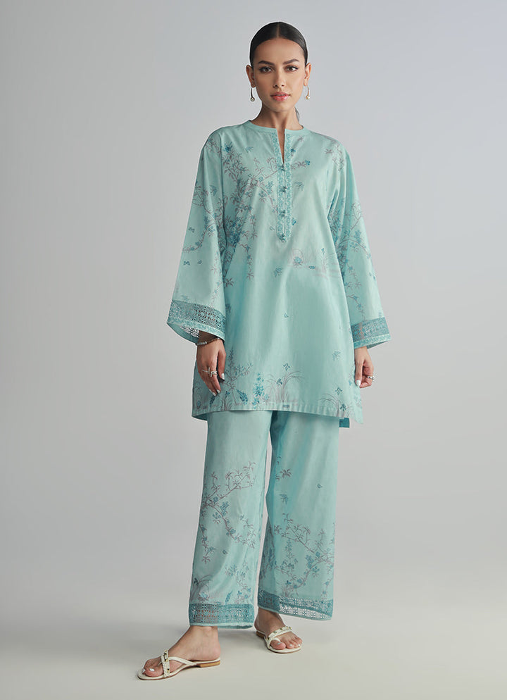 Pure Cotton Cambric Blue Stitched Suit - Image