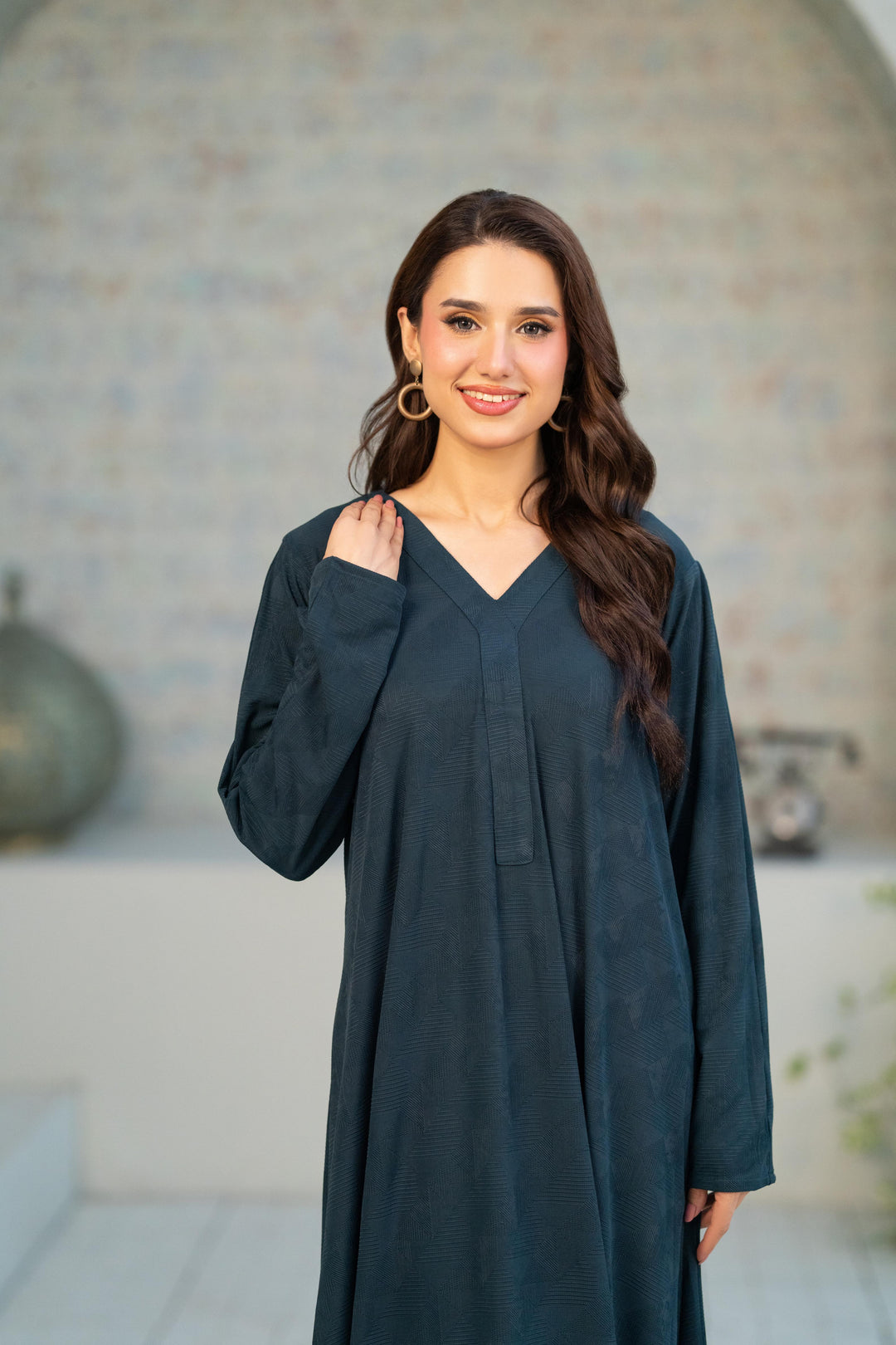Flowy Textured Jersey Dress