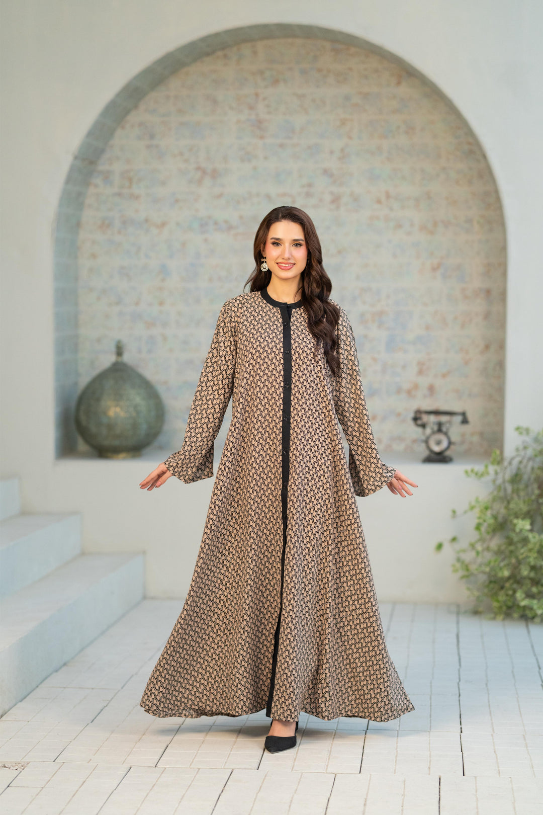 Contrast Geo Flow Dress