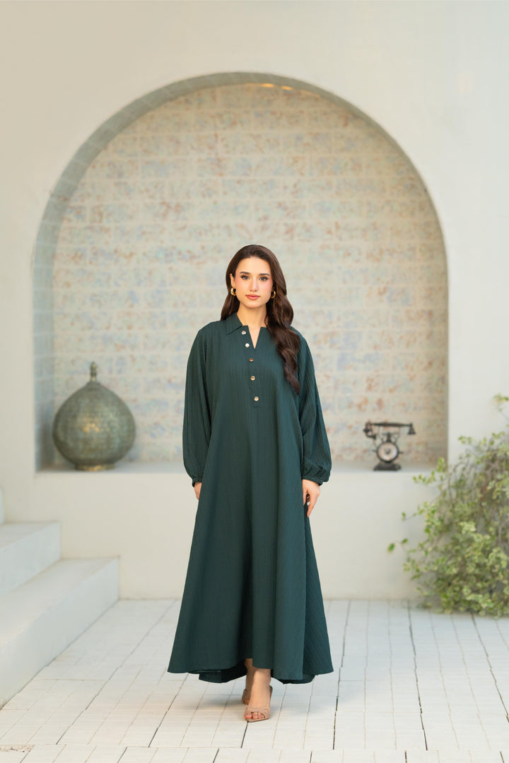 Textured Green Flow Dress