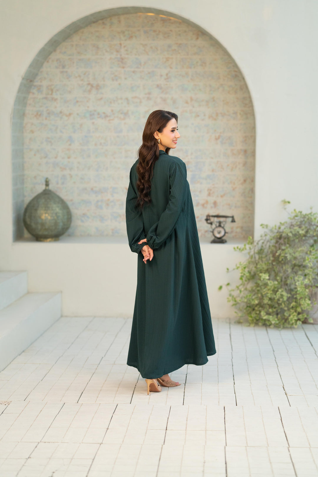 Textured Green Flow Dress