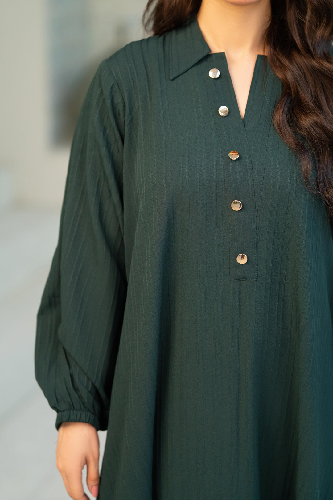 Textured Green Flow Dress