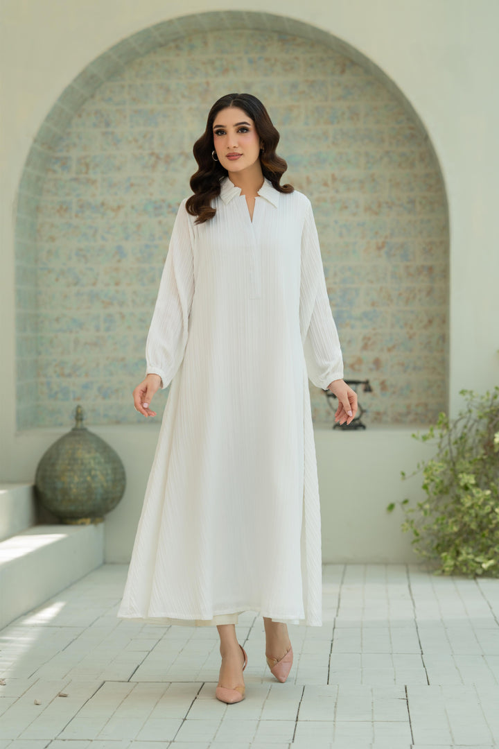 Textured White Flow Dress