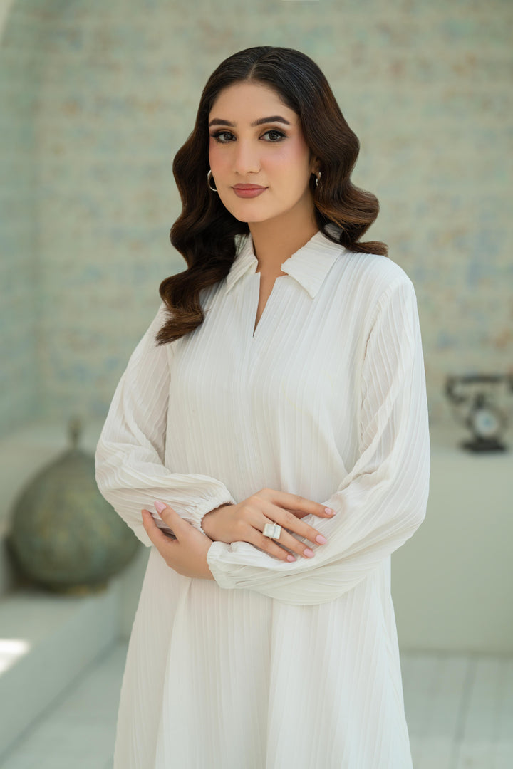 Textured White Flow Dress
