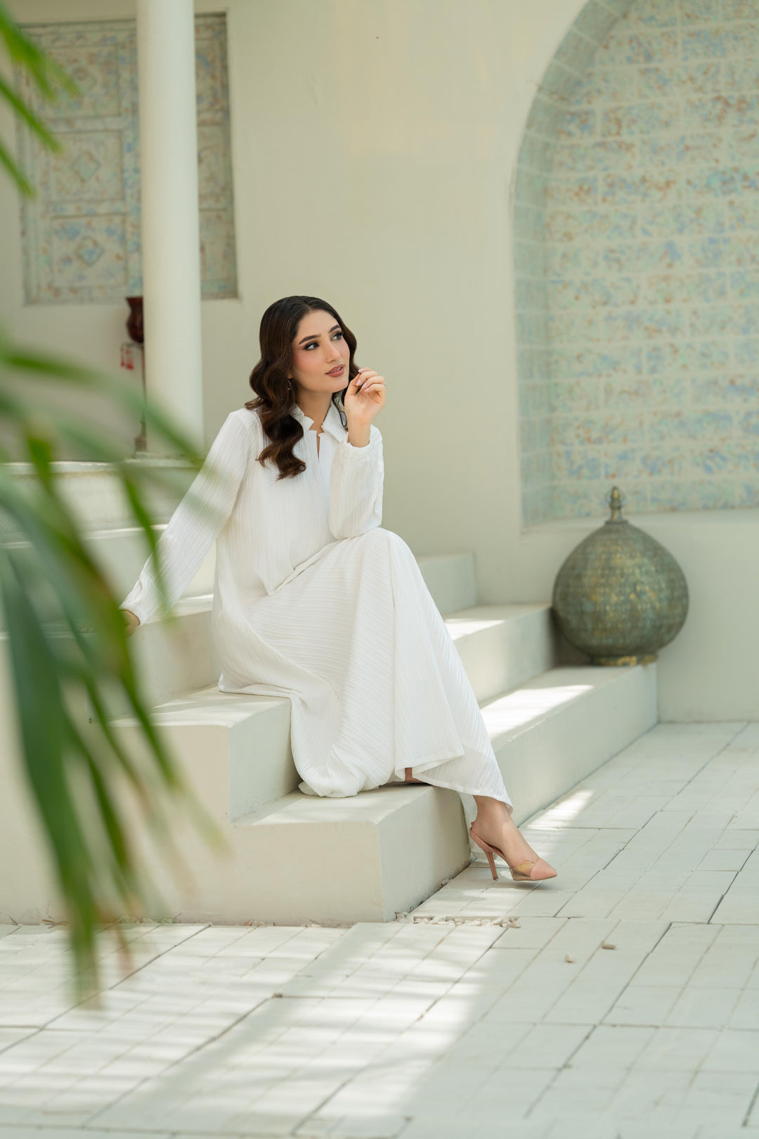 Textured White Flow Dress