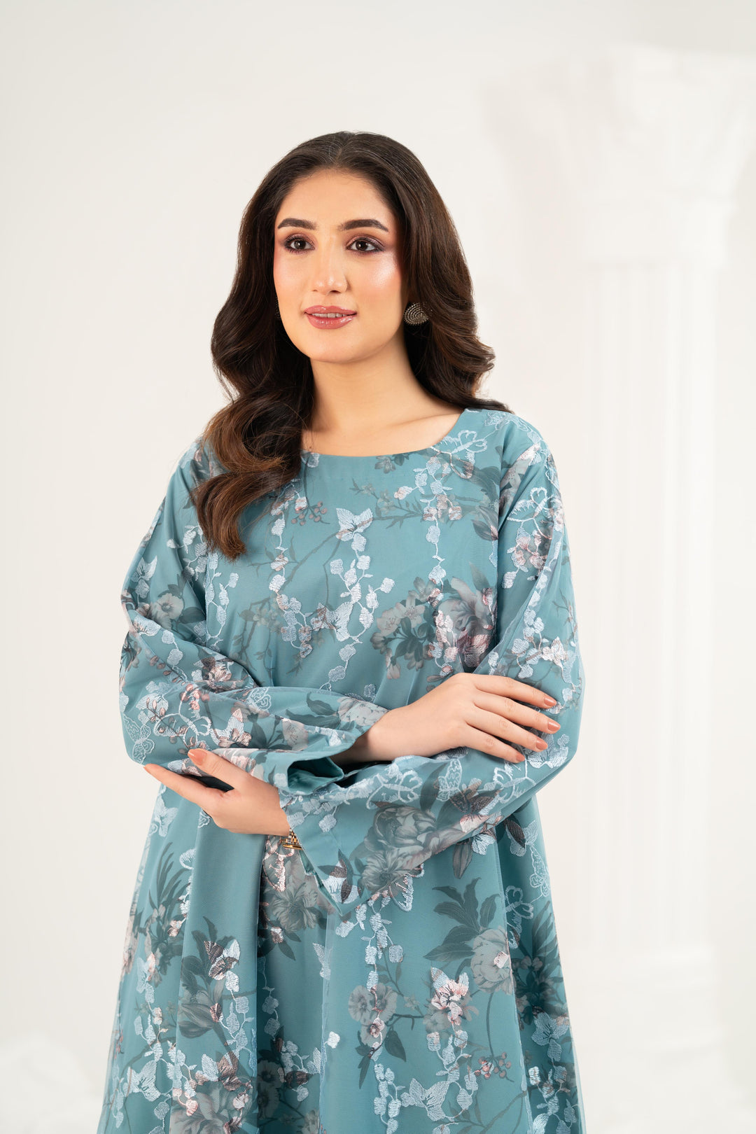 Botanical Embroidered Midi Dress