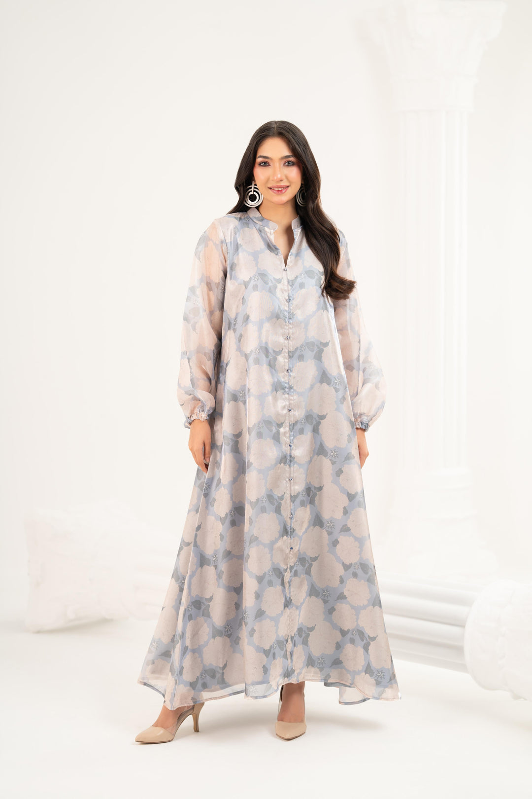 Painterly Floral Midi Dress