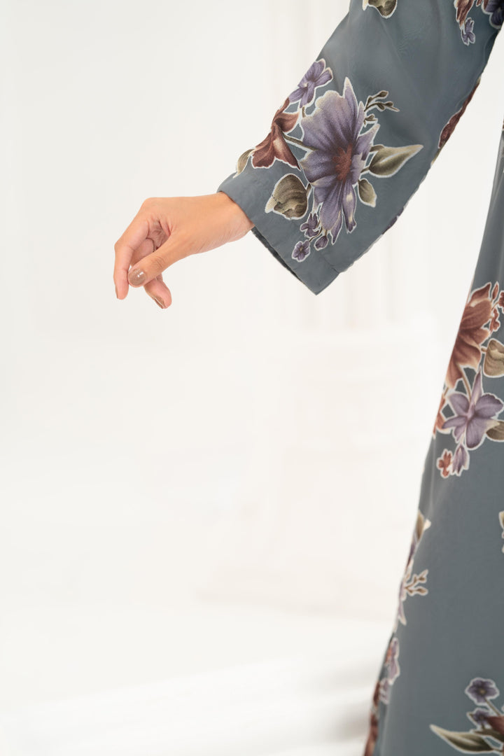 Slate Blossom Printed Dress