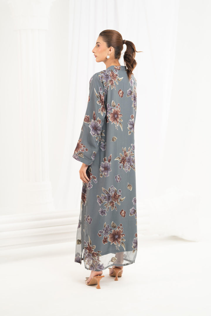 Slate Blossom Printed Dress