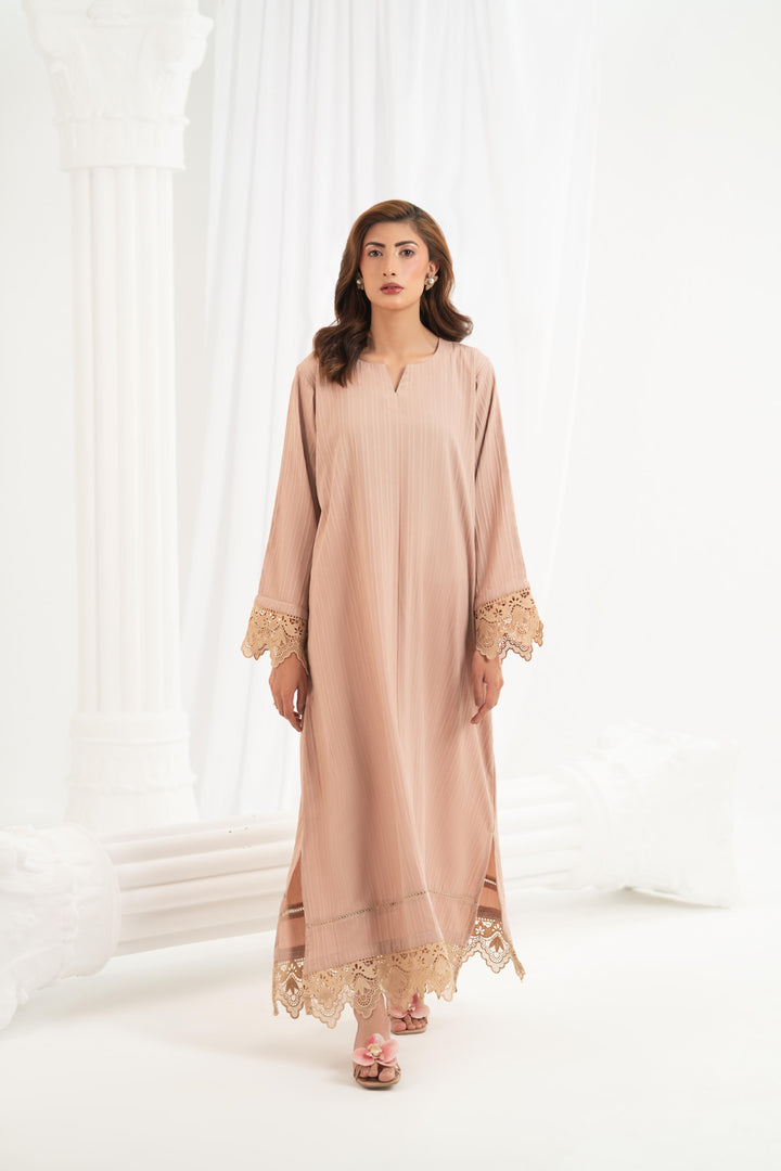 Blush Lace Trim Kaftan