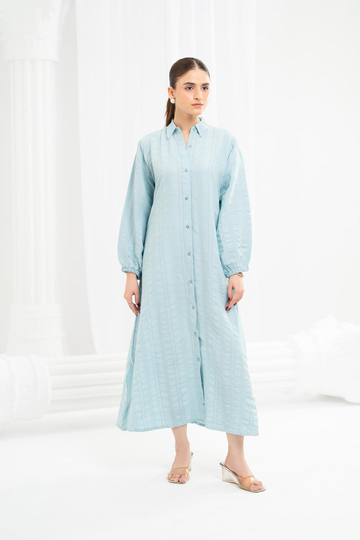 Sky Blue Crinkled Dress