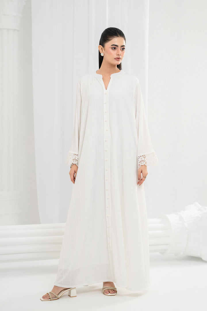 Ivory Self Stripe Dress