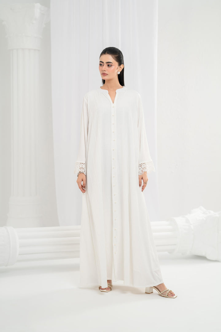 Ivory Self Stripe Dress