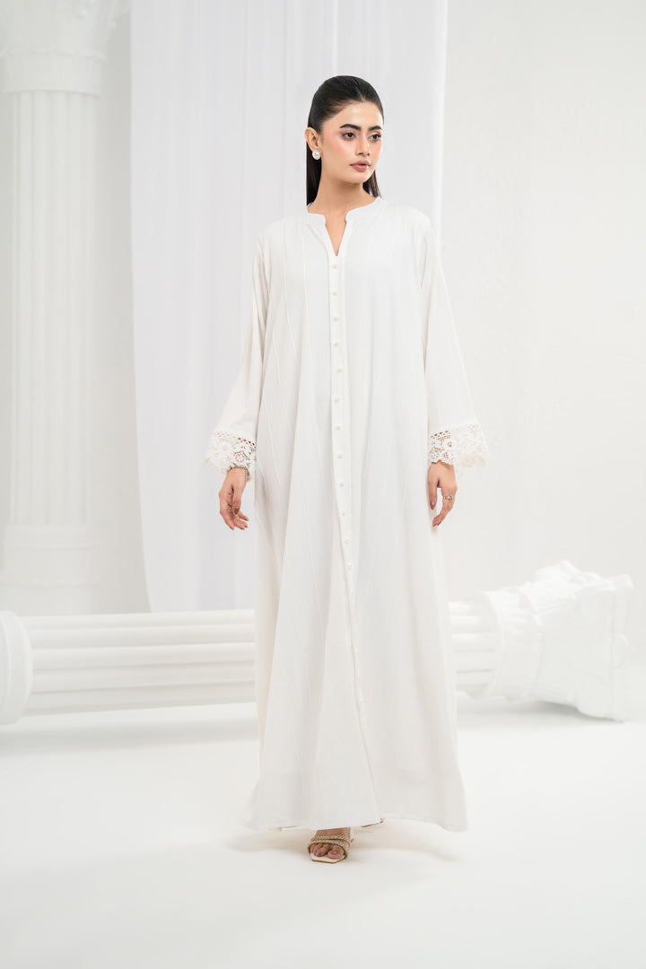 Ivory Self Stripe Dress