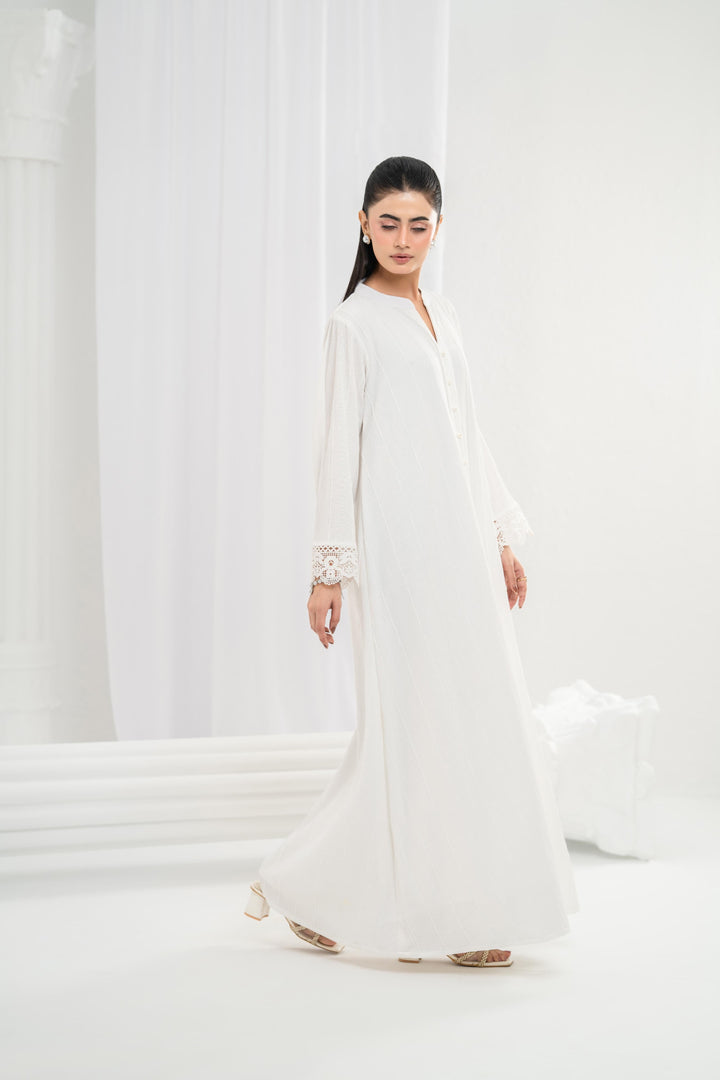 Ivory Self Stripe Dress