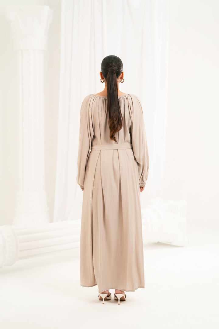 Taupe Tie Neck Dress