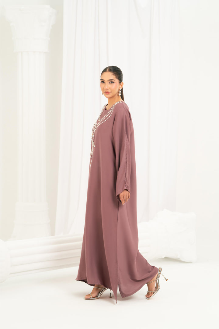 Dusty Mauve Beaded Kaftan
