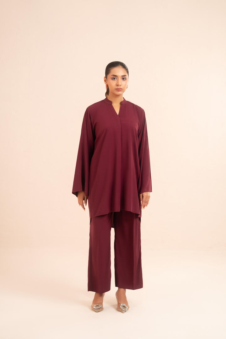 Essential Burgundy Viscose Co-Ord