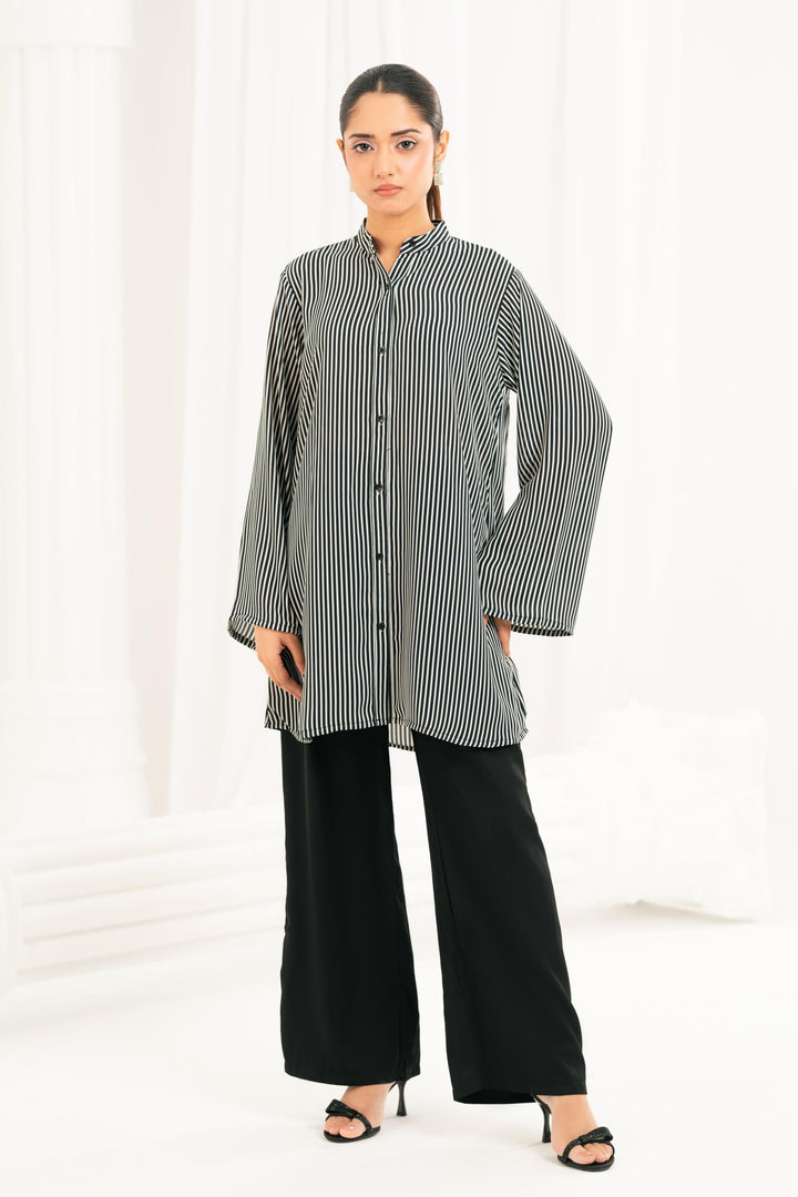 Striped Georgette Crepe Top