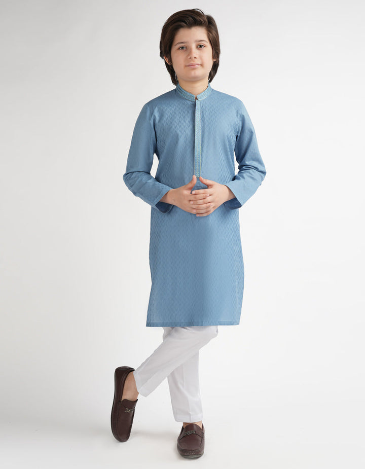 Cotton Blue Kurta - J. Junaid Jamshed