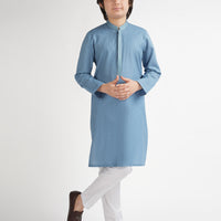 Cotton Blue Kurta - J. Junaid Jamshed