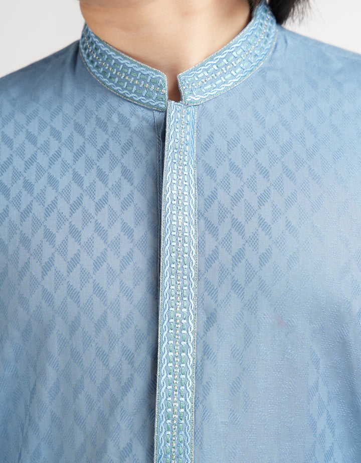 Cotton Blue Kurta - J. Junaid Jamshed