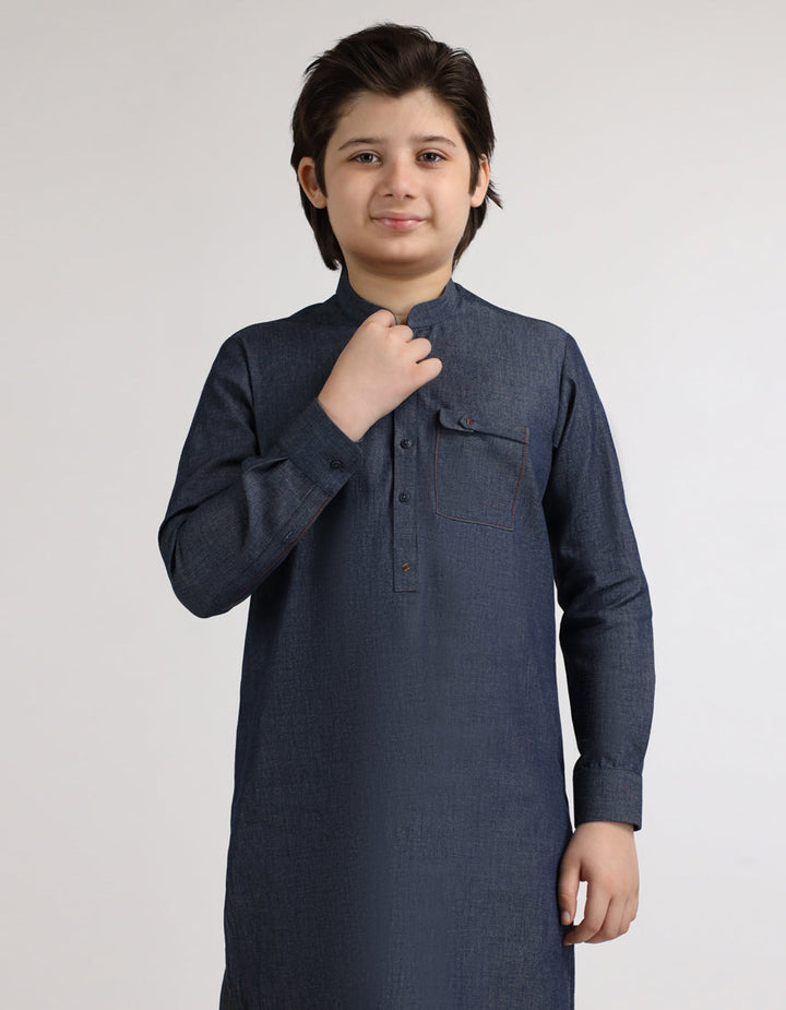 Cotton Blue Kurta - J. Junaid Jamshed