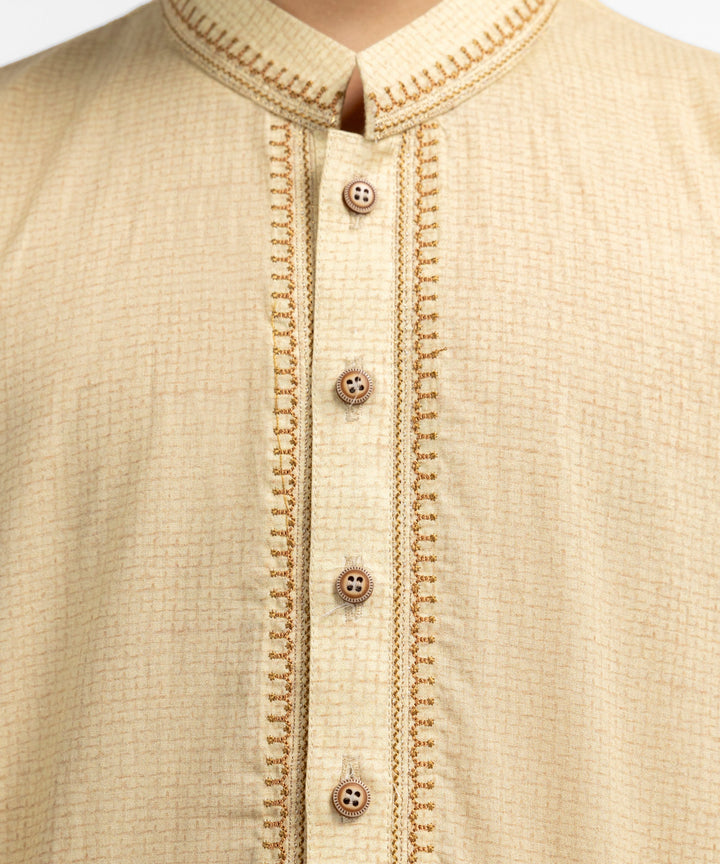 Cotton Yellow Kurta - J. Junaid Jamshed