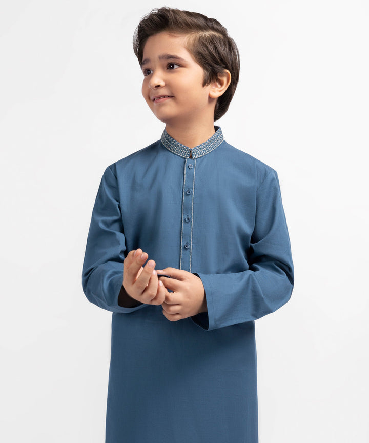Cotton Pigeon Blue Kurta - J. Junaid Jamshed