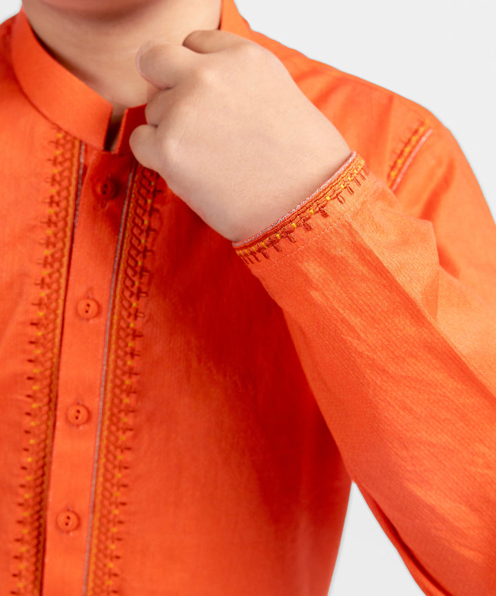 Cotton Orange Kurta - J. Junaid Jamshed
