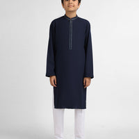 Cotton Navy Blue Kurta - J. Junaid Jamshed