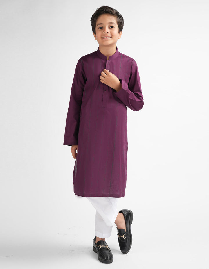 Cotton Maroon Kurta - J. Junaid Jamshed
