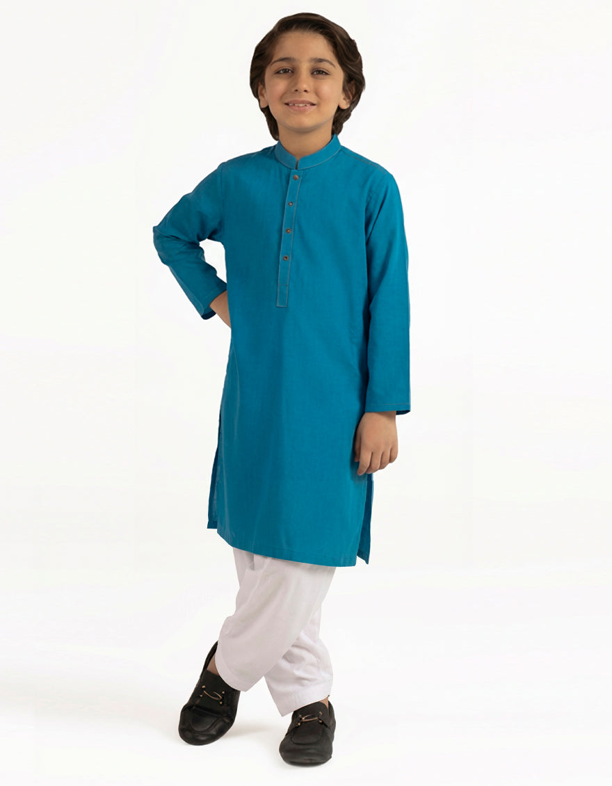 Cotton Sky Blue Kurta - J. Junaid Jamshed