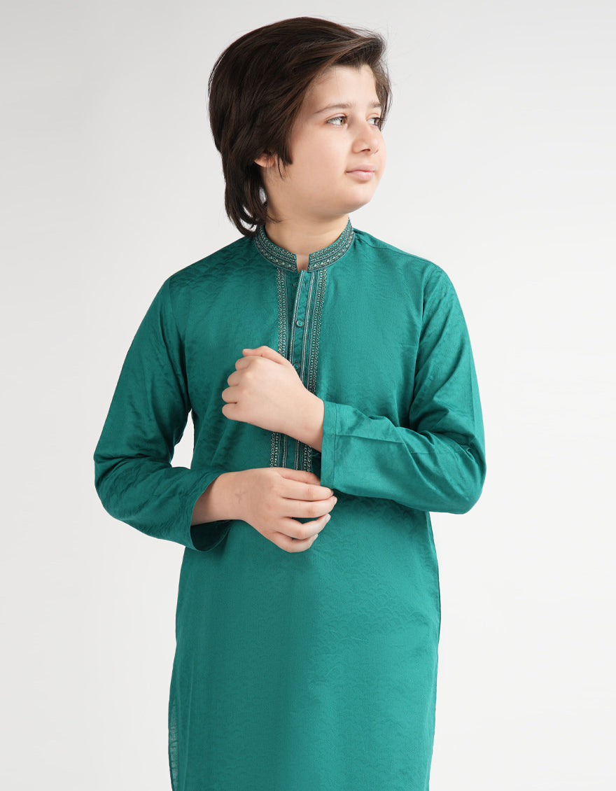 Cotton Sea Green Kurta - J. Junaid Jamshed