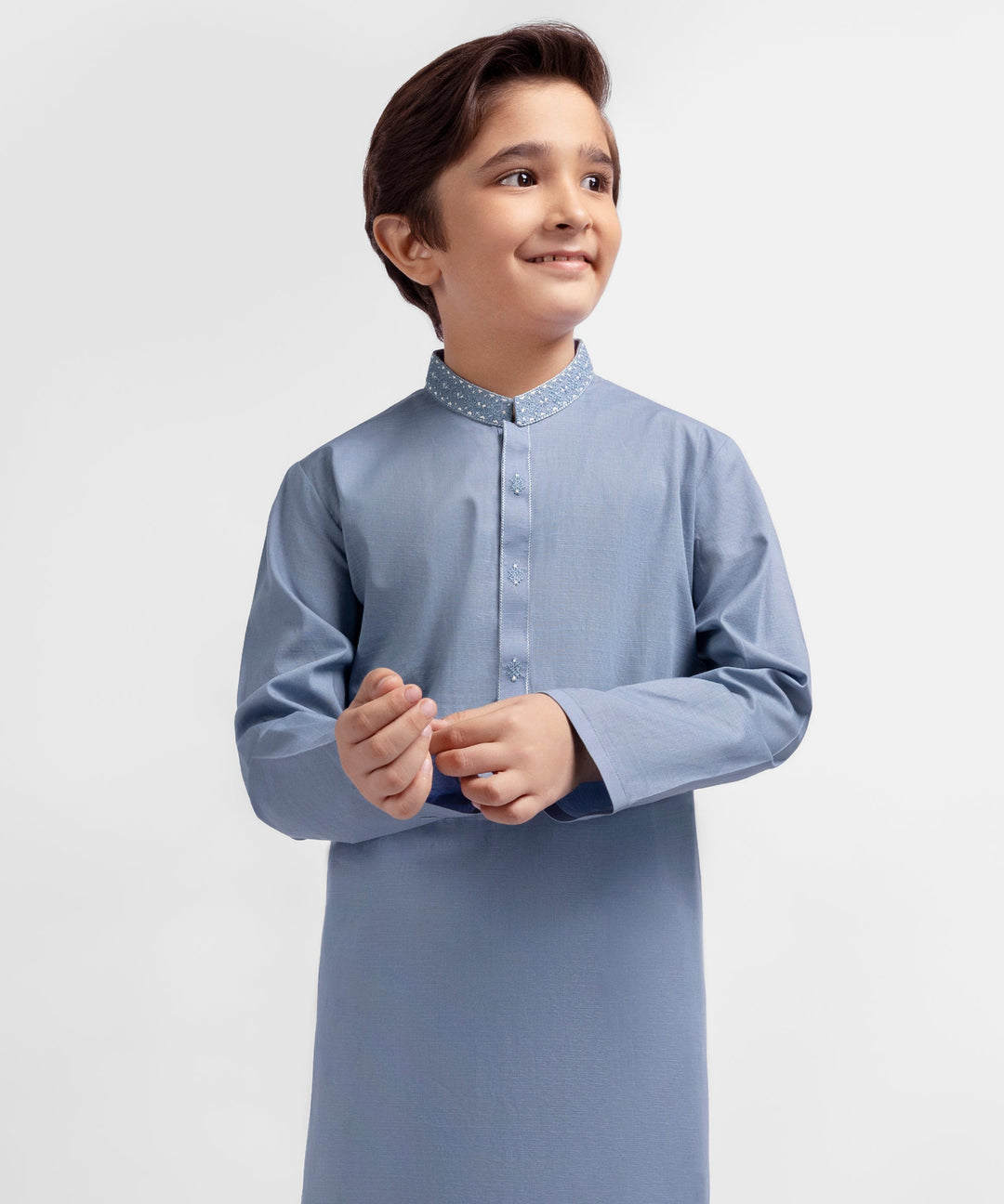 Cotton Dull Blue Kurta - J. Junaid Jamshed