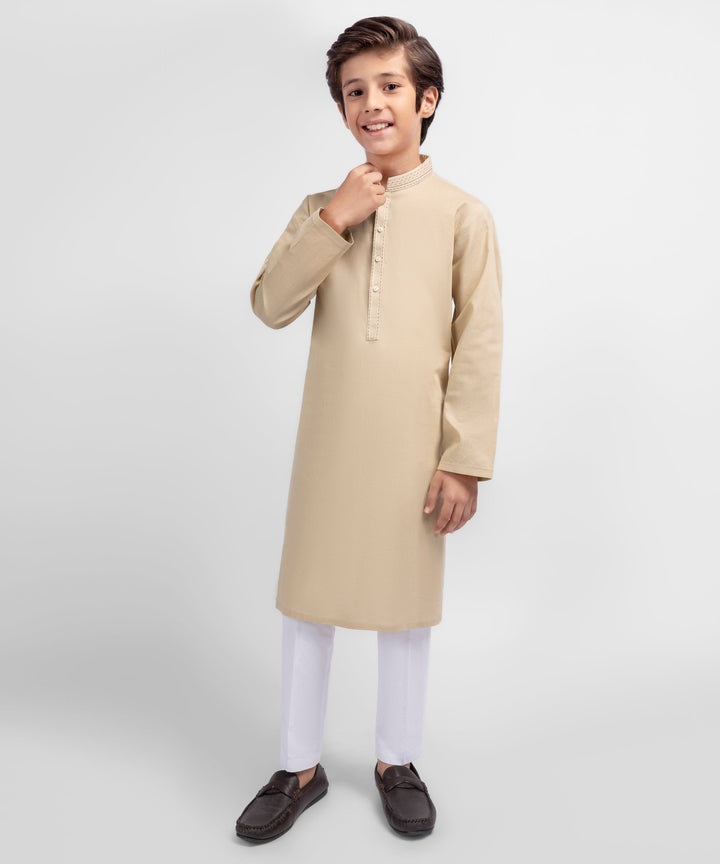 Cotton Beige Kurta - J. Junaid Jamshed