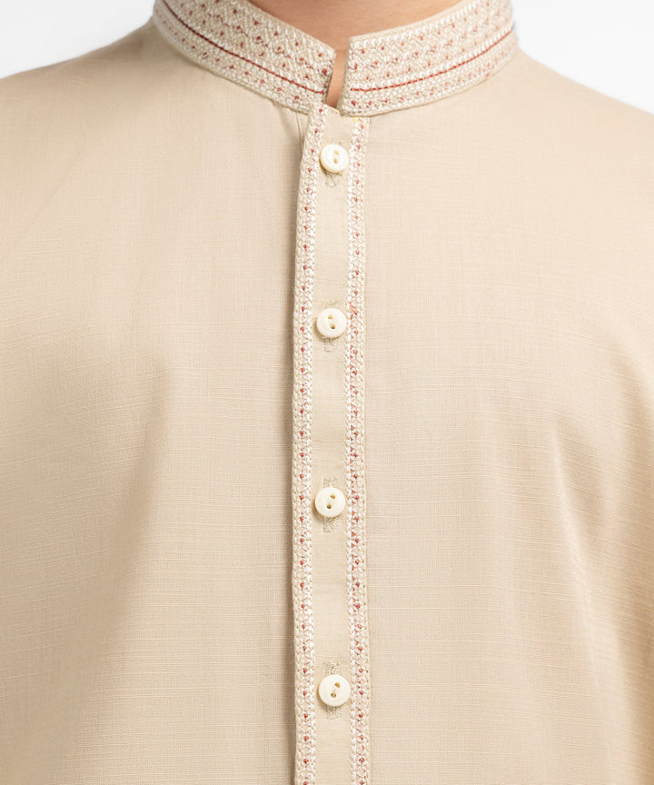 Cotton Beige Kurta - J. Junaid Jamshed