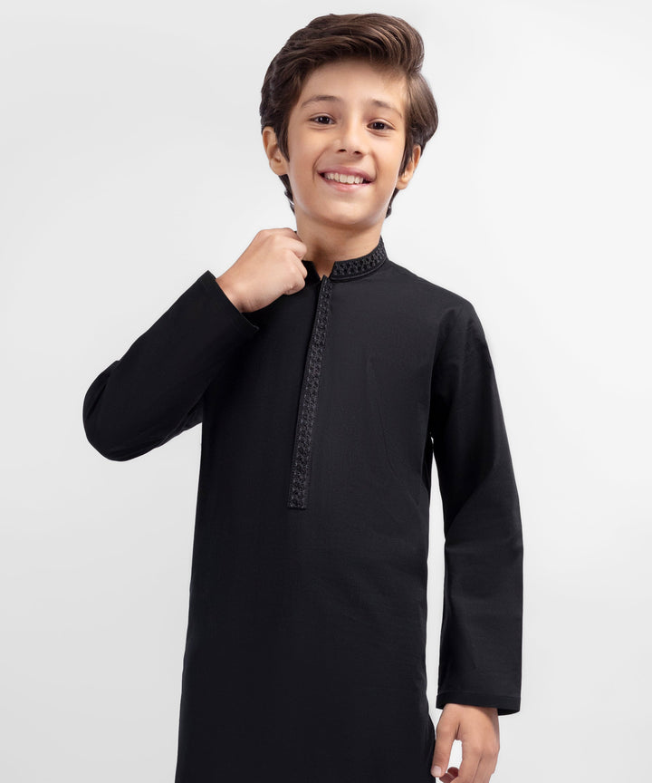 Cotton Black Kurta - J. Junaid Jamshed