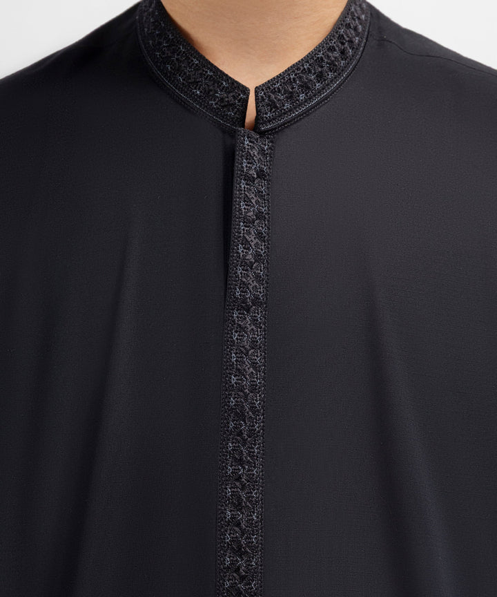 Cotton Black Kurta - J. Junaid Jamshed