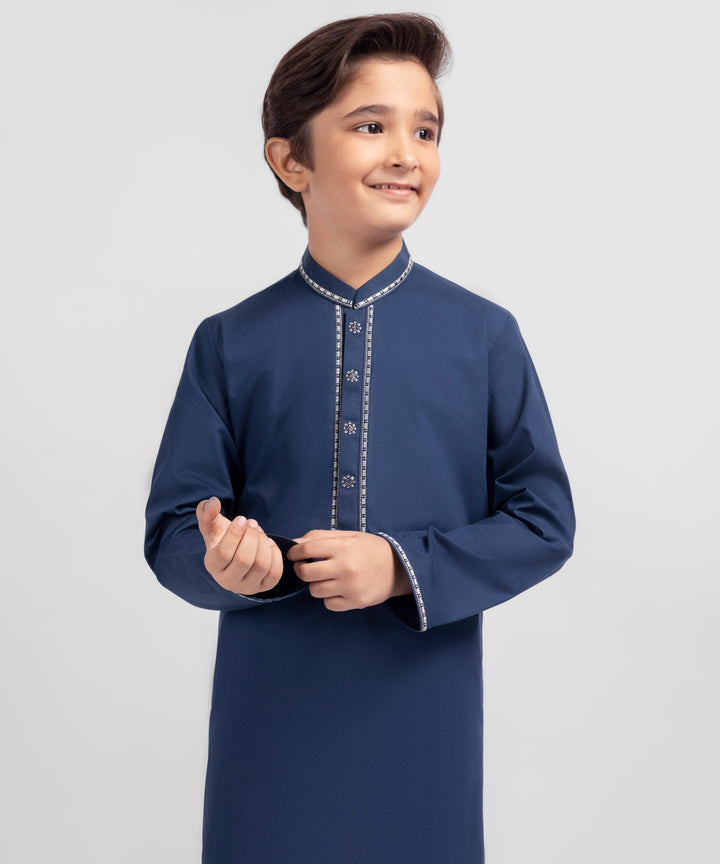 Cotton Navy Blue Kurta - J. Junaid Jamshed