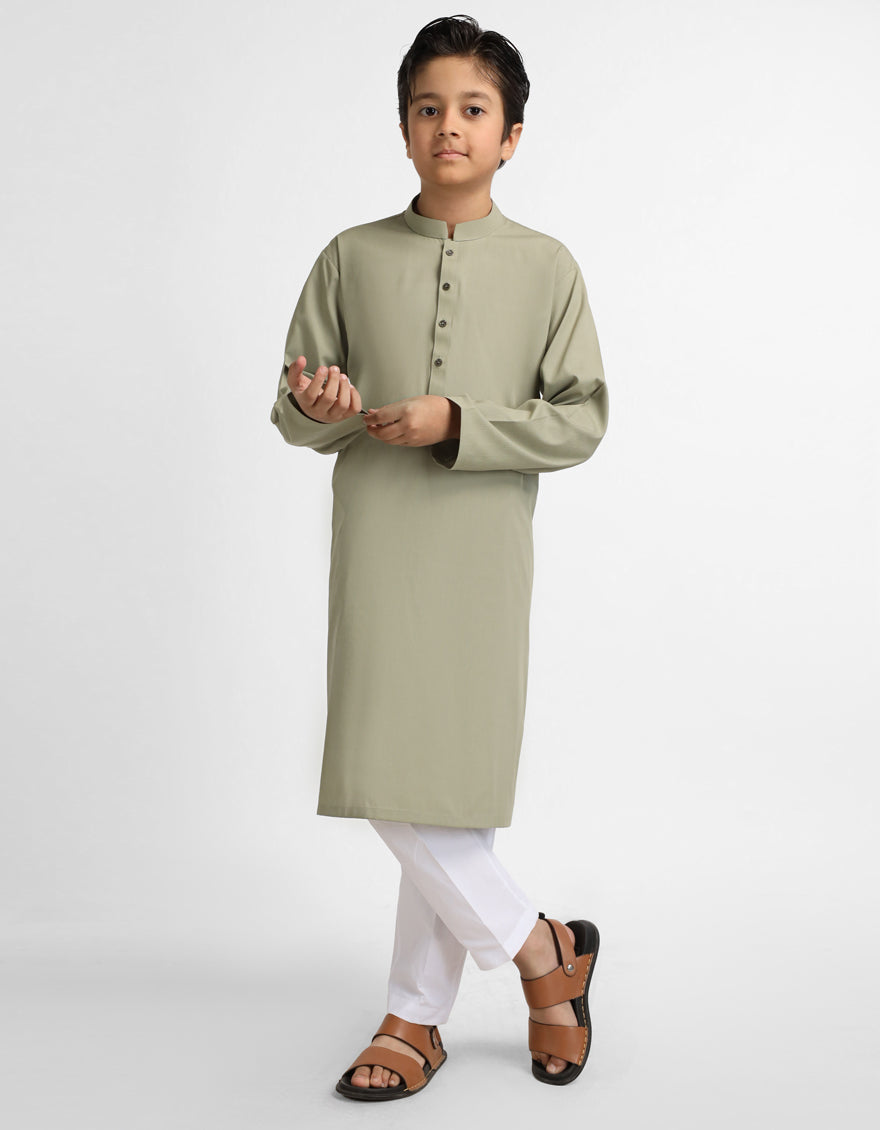 Blended Olive Kurta - J. Junaid Jamshed