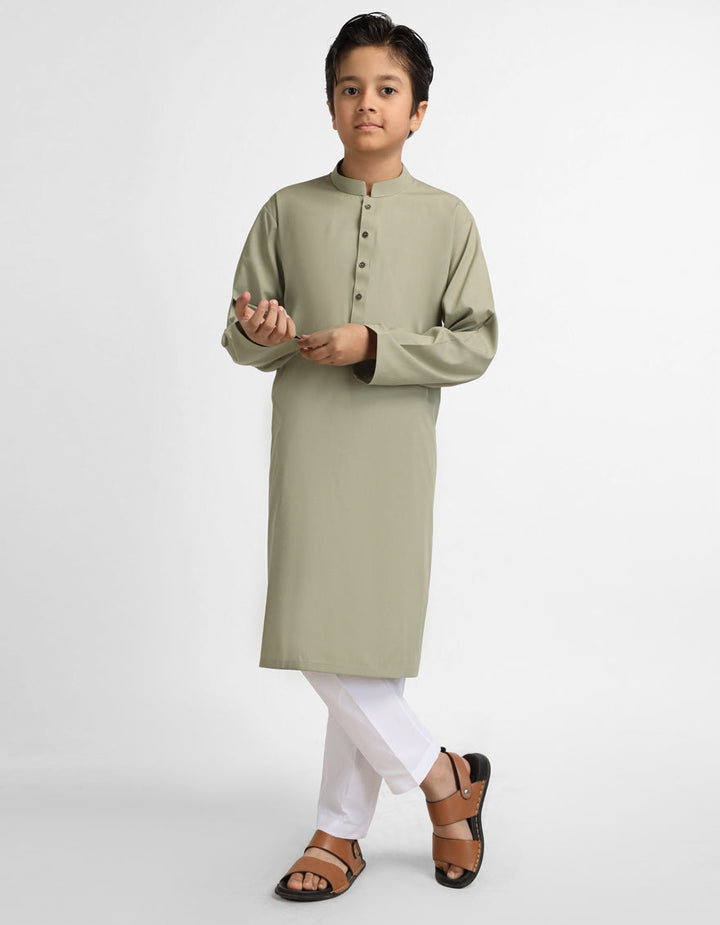 Blended Olive Kurta - J. Junaid Jamshed