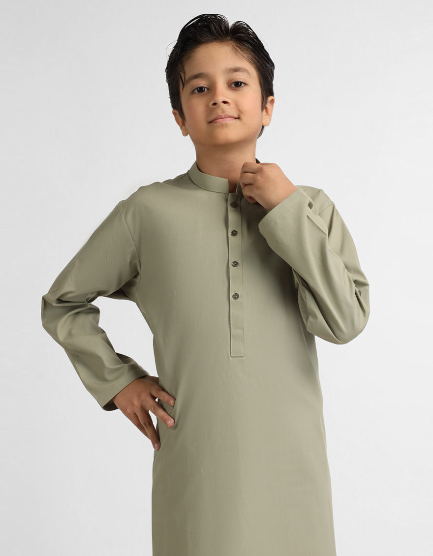 Blended Olive Kurta - J. Junaid Jamshed