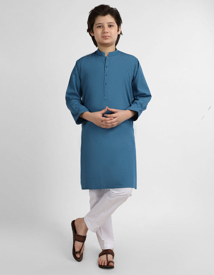 Blended Teal Blue Kurta - J. Junaid Jamshed