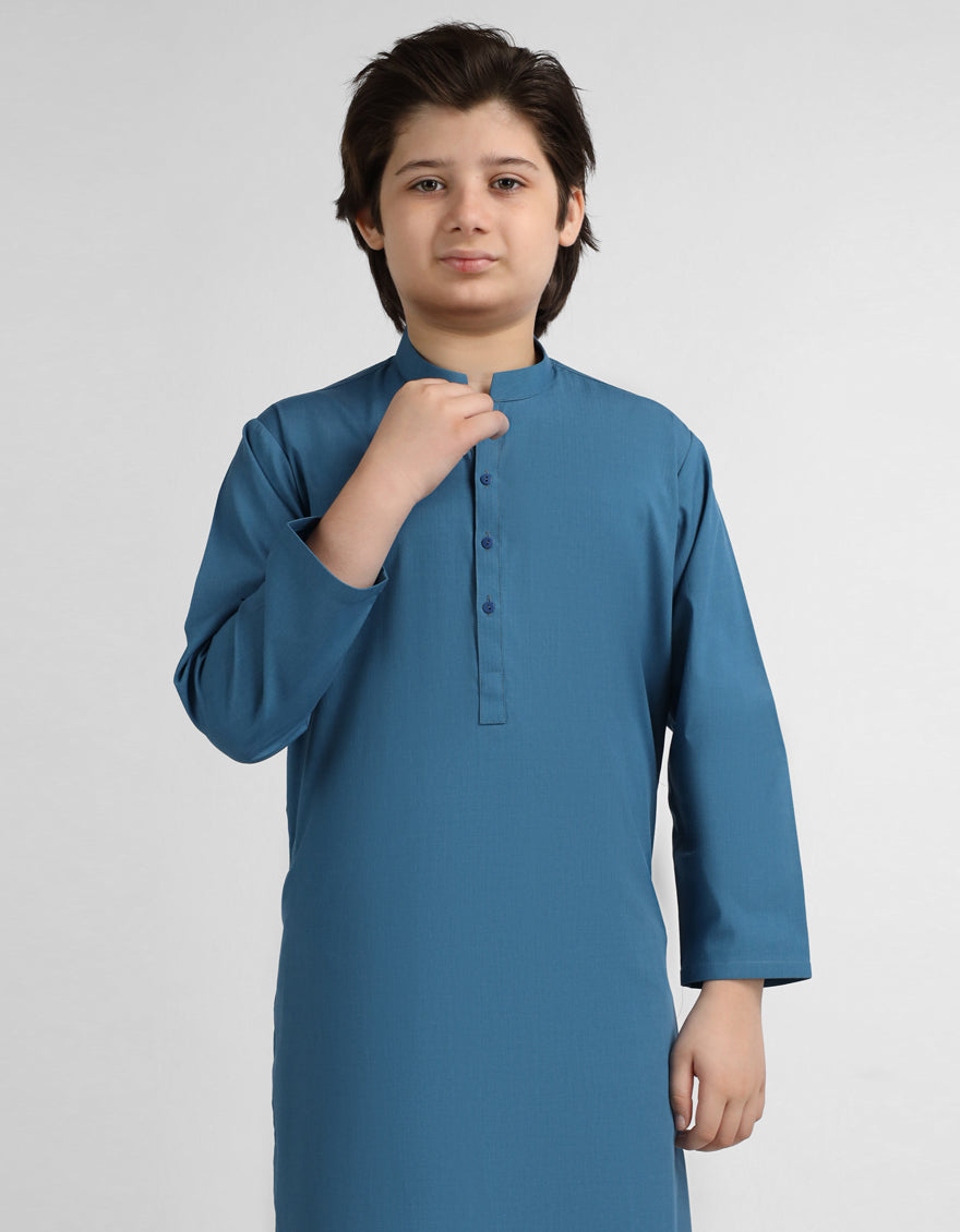 Blended Teal Blue Kurta - J. Junaid Jamshed