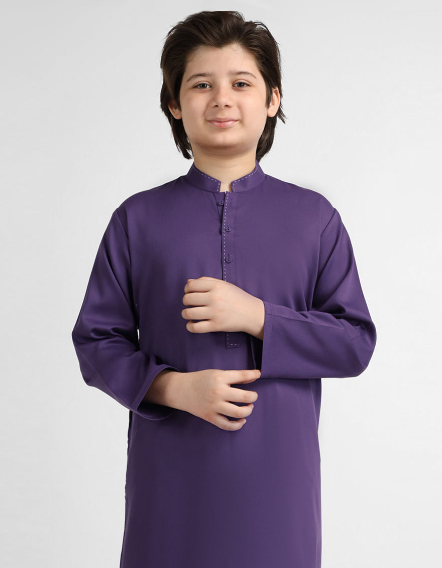 Polyester Purple Kurta - J. Junaid Jamshed