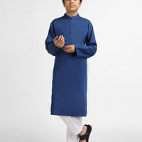 Polyester Dark Blue Kurta - J. Junaid Jamshed