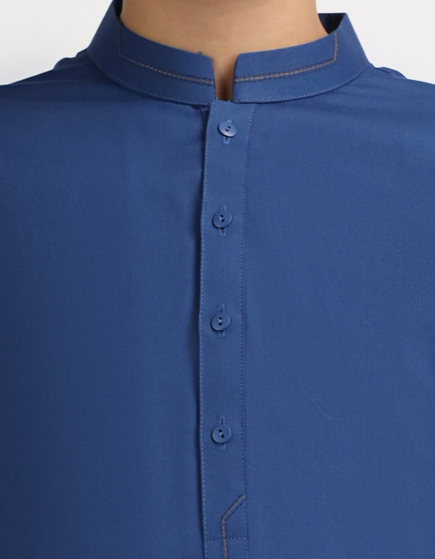 Polyester Dark Blue Kurta - J. Junaid Jamshed