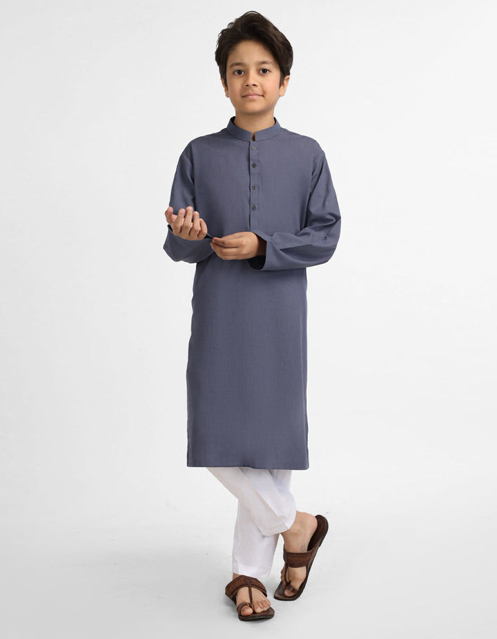 Polyester Grey Kurta - J. Junaid Jamshed