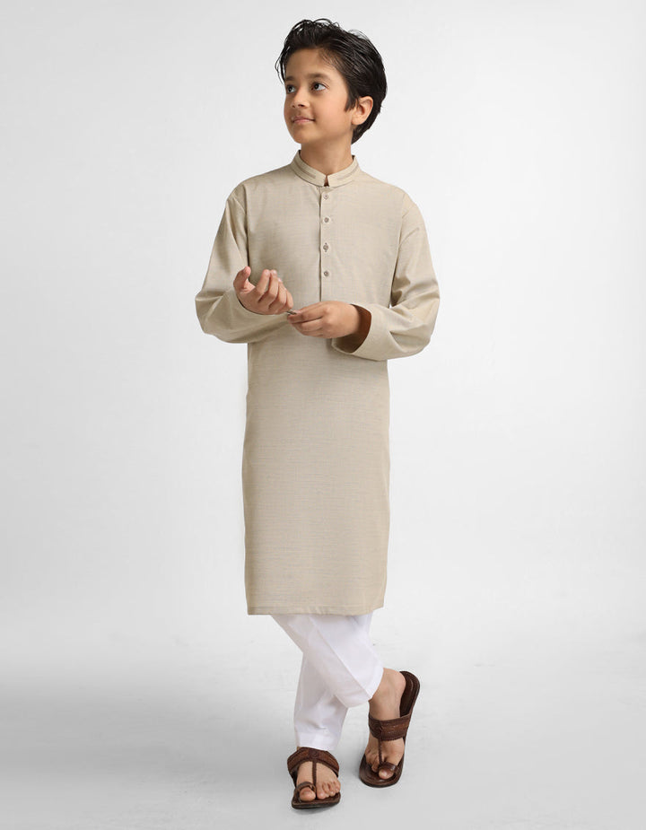 Polyester Beige Kurta - J. Junaid Jamshed